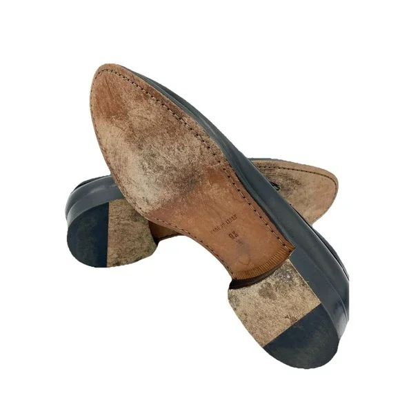 Preppy Penny Loafers Old Money Size 9-9.5 (EU 43) ECCO Queenstown Black Academia - Picture 6 of 8